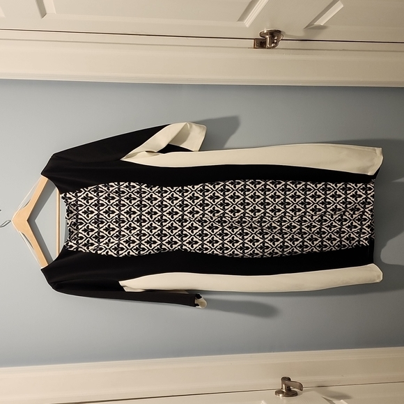 Sangria Woman Size 22 Elbow - Sleeve, Scoop Neck, Print Block, Sheath Dress - Picture 3 of 4